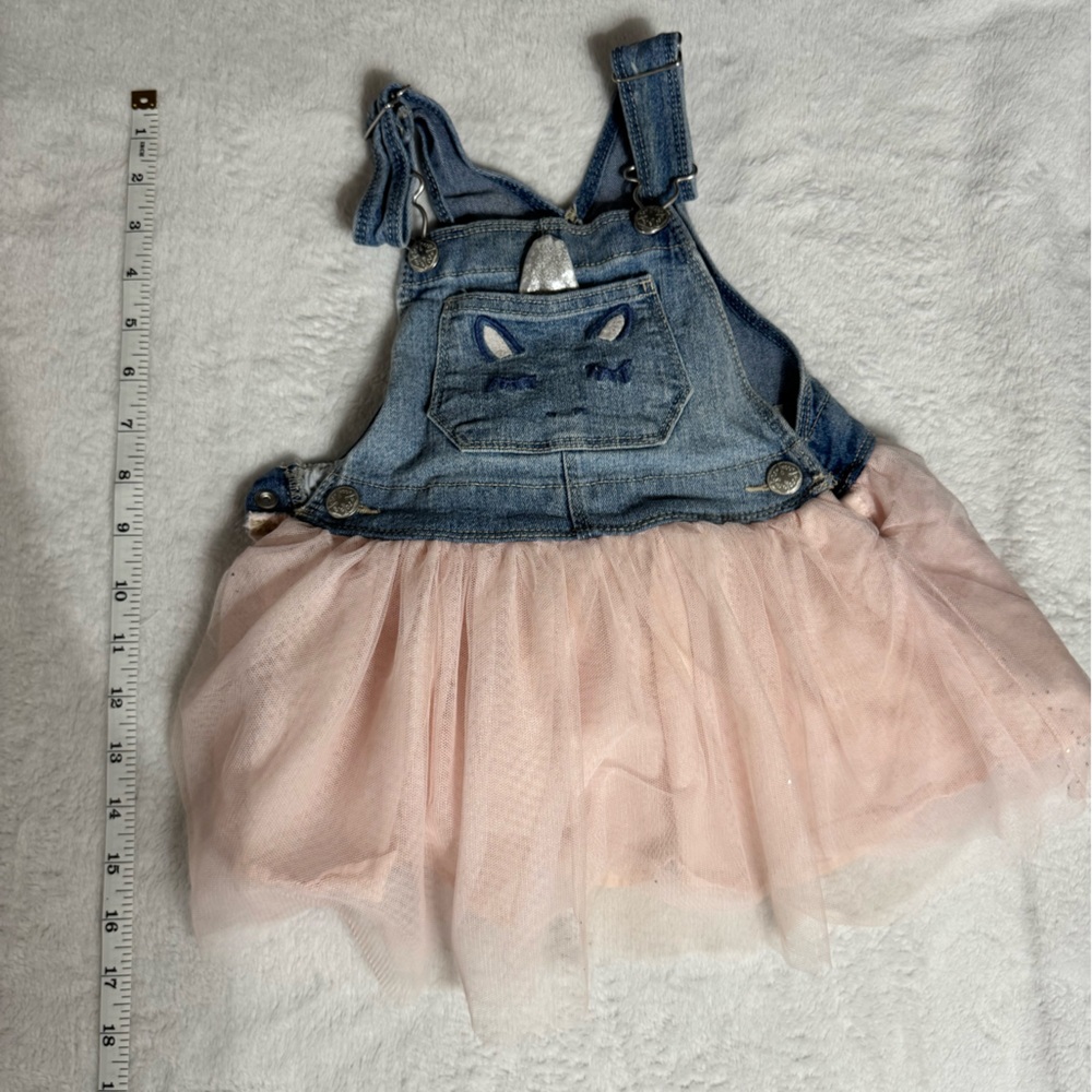 OshKosh B'gosh Denim and Pink Tulle Overalls